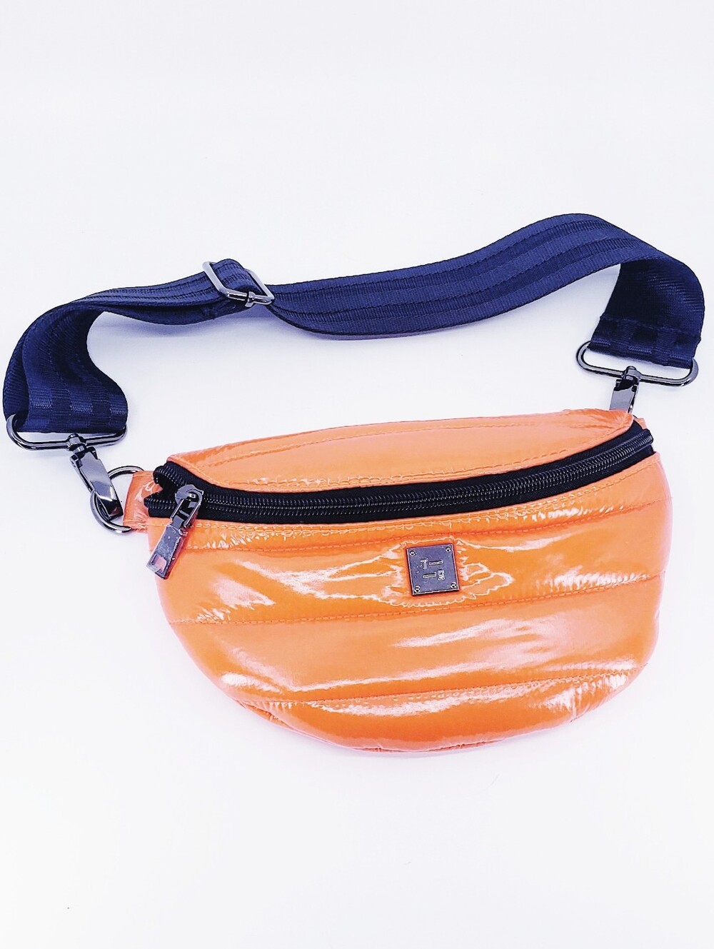 NWT Think Royln Black & Orange Soft Puffer Material 'Shining Star' Crossbody Bag